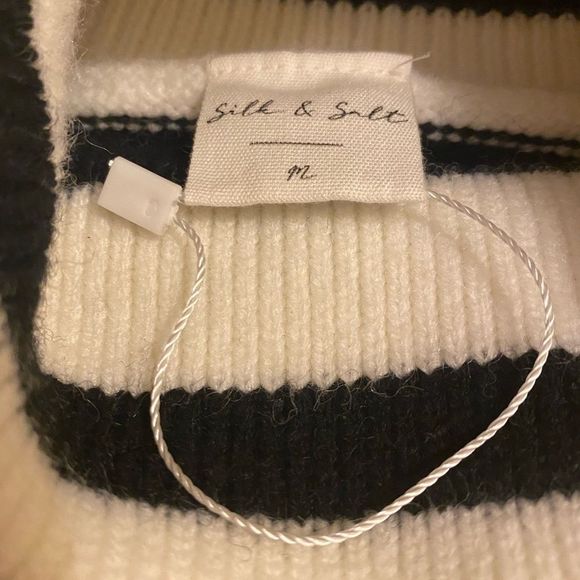 Striped Black and White Turtleneck Sweater - Picture 4 of 6